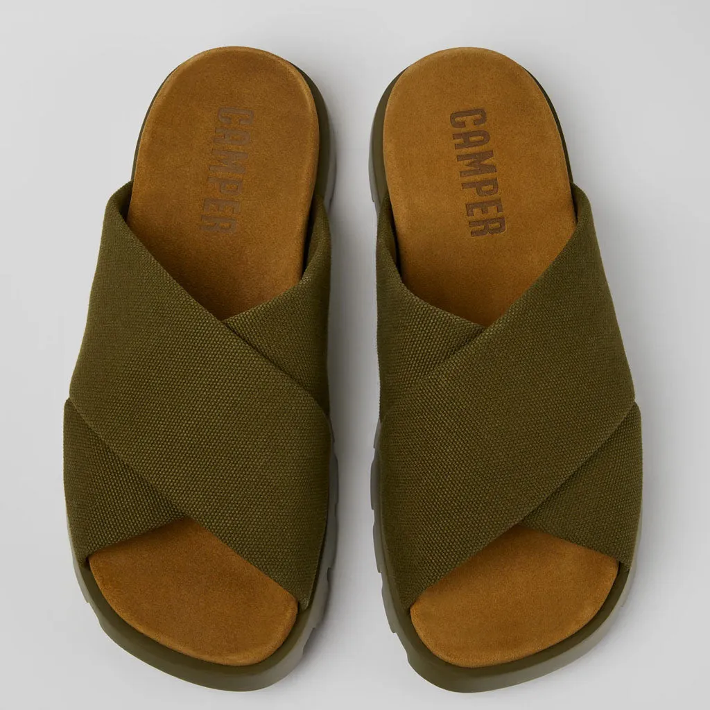 Camper Men's Brutus Sandal in Green Canvas