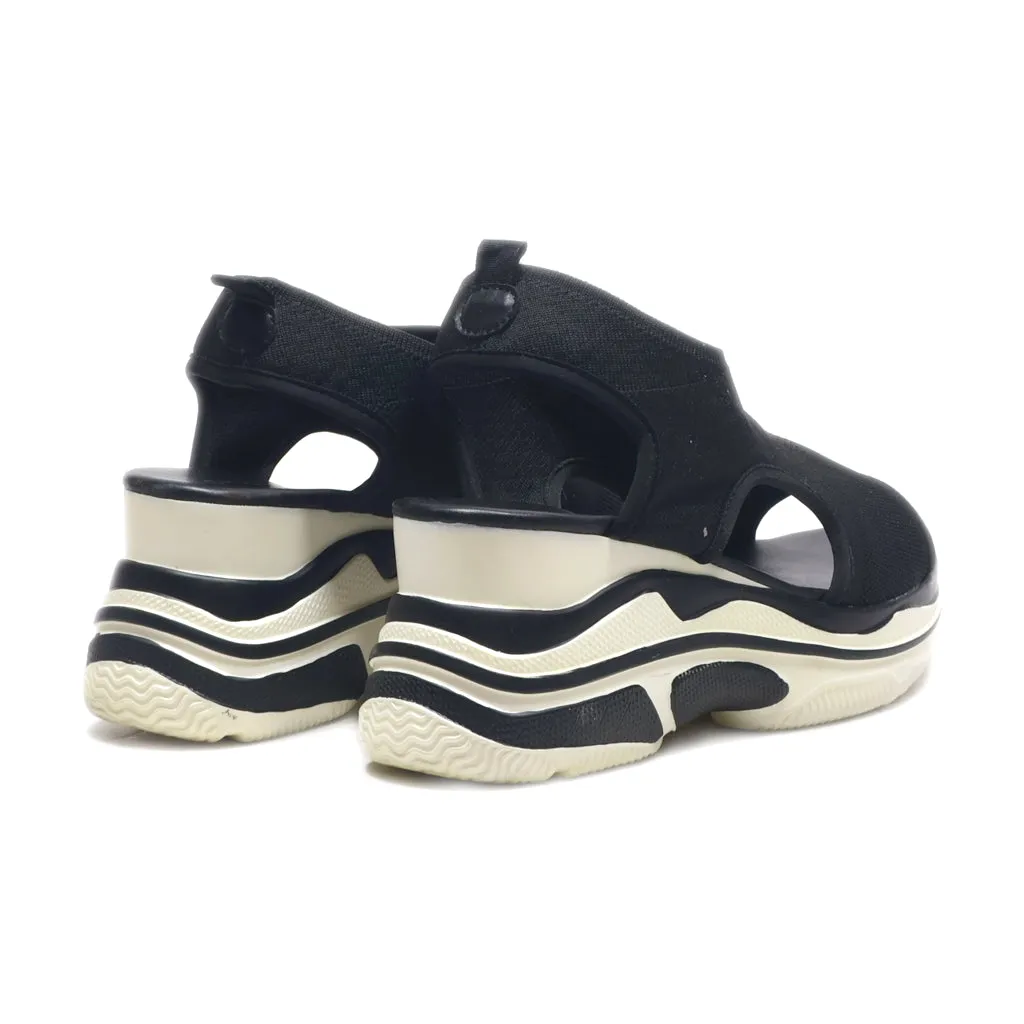 Catwalk Wedge Sandals Fabric Black Colour For Women