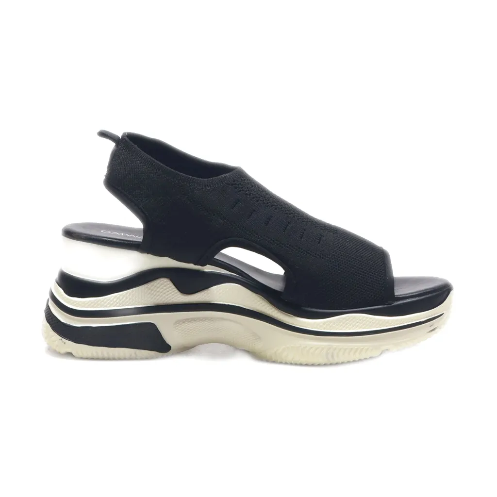 Catwalk Wedge Sandals Fabric Black Colour For Women