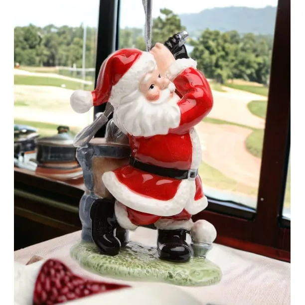 Ceramic Santa Golfing Ornament 3x2.25x4.375 Christmas Tree Gift