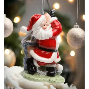 Ceramic Santa Golfing Ornament 3x2.25x4.375 Christmas Tree Gift