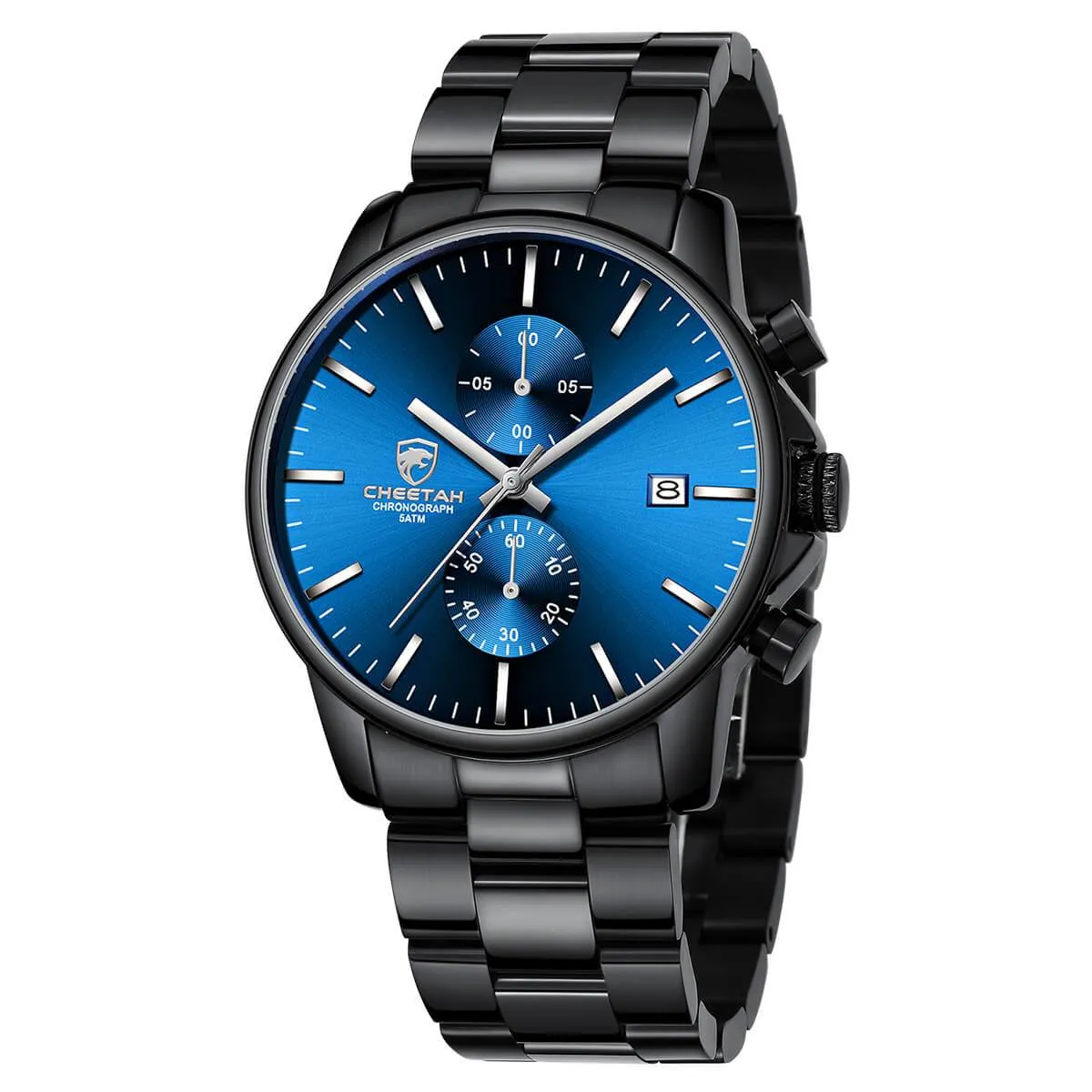 CHEETAH CH1604 ARISTO S1 - Men's Blue Face Black Steel Band Chronograph Watch