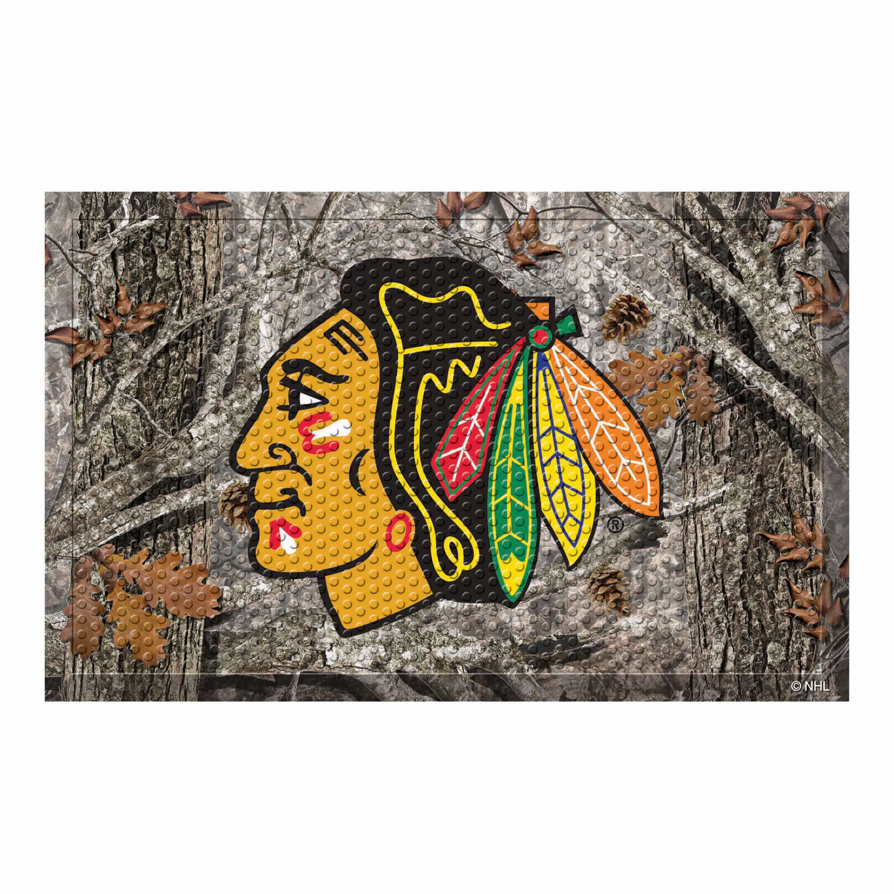 Chicago Blackhawks Rubber Scraper Door Mat Camo