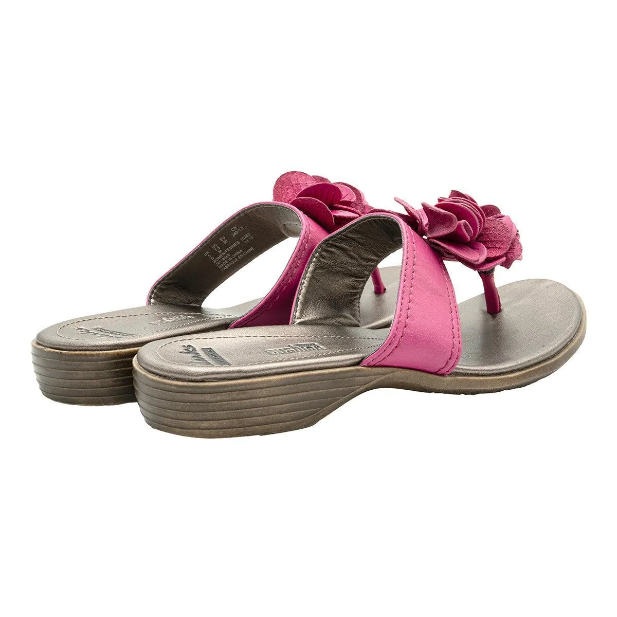 Clarks Floral Strap Flat Sandals Leather Pink Colour For Women