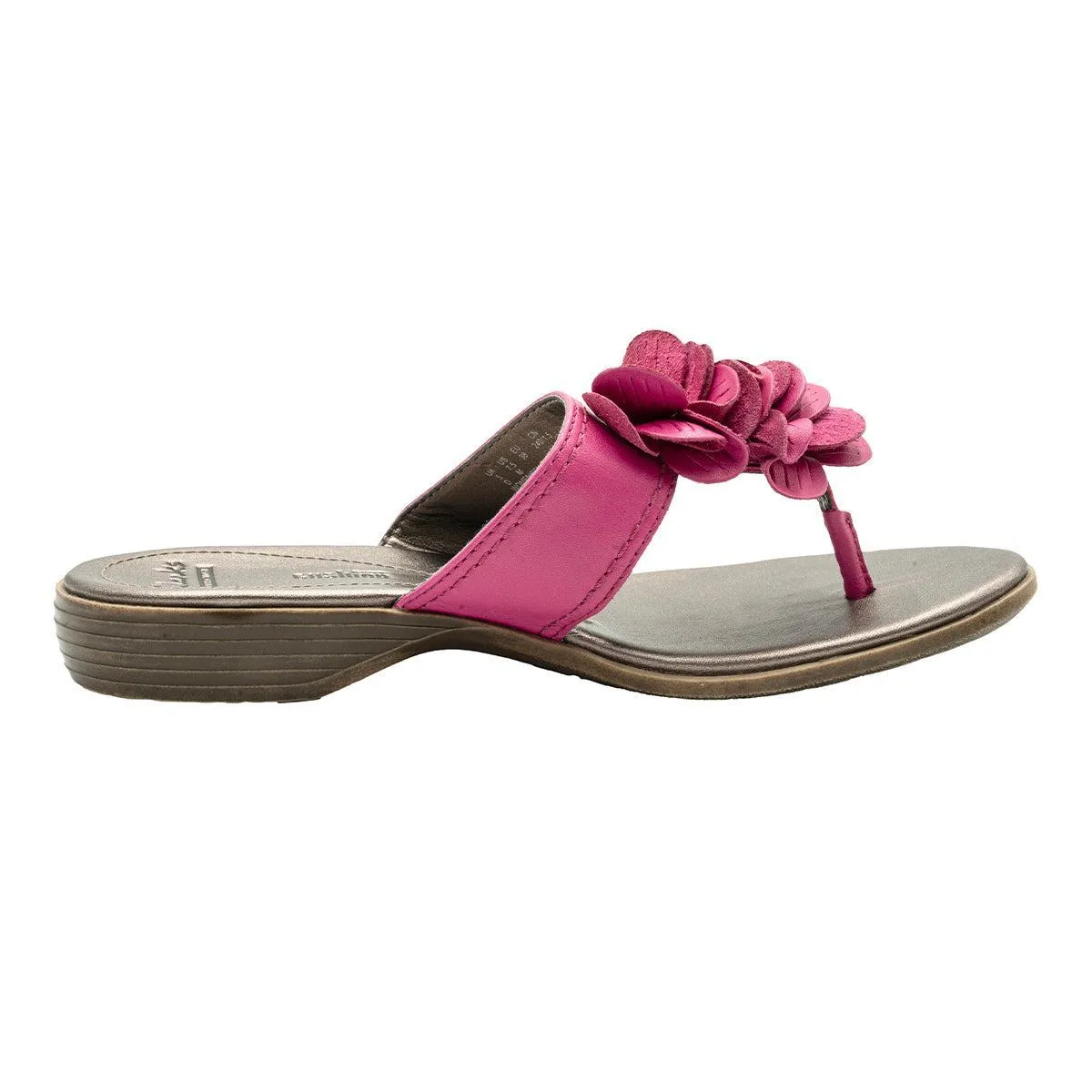 Clarks Floral Strap Flat Sandals Leather Pink Colour For Women