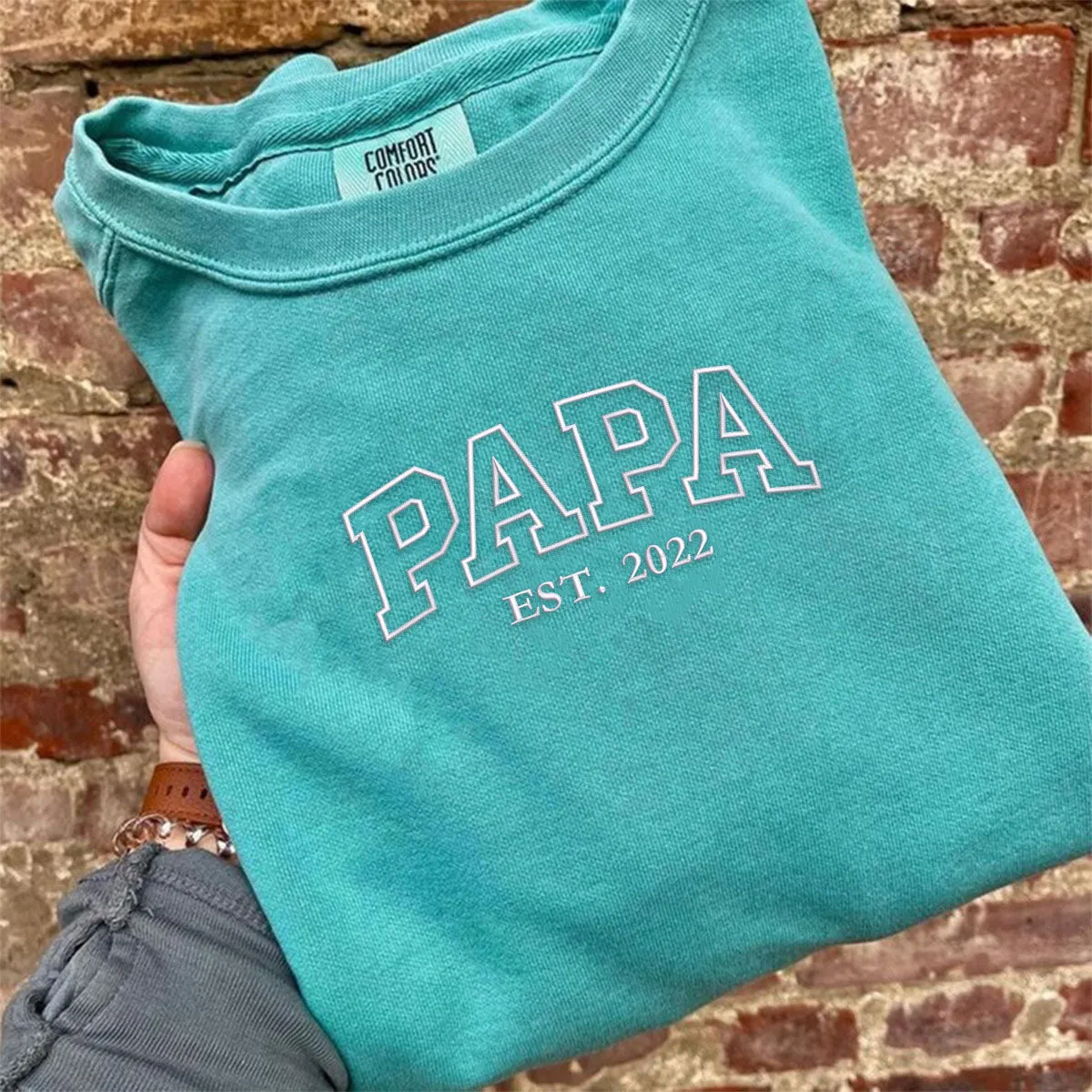 Comfort Color® Embroidered Papa Shirt, Gift for Father's Day