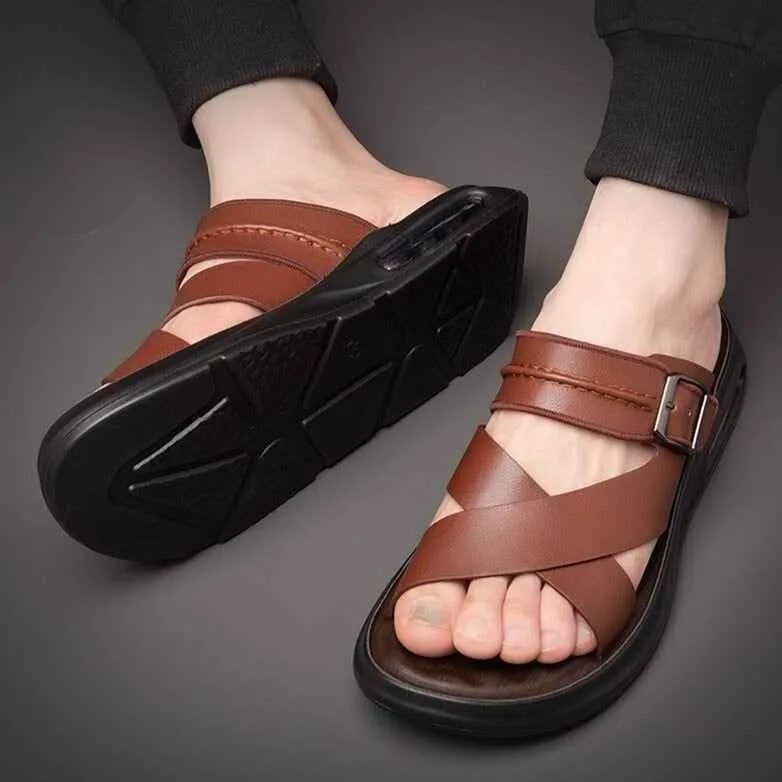 Comfortable Leather Men's Casual Shoes - Soft Flat Sandals MCSX07