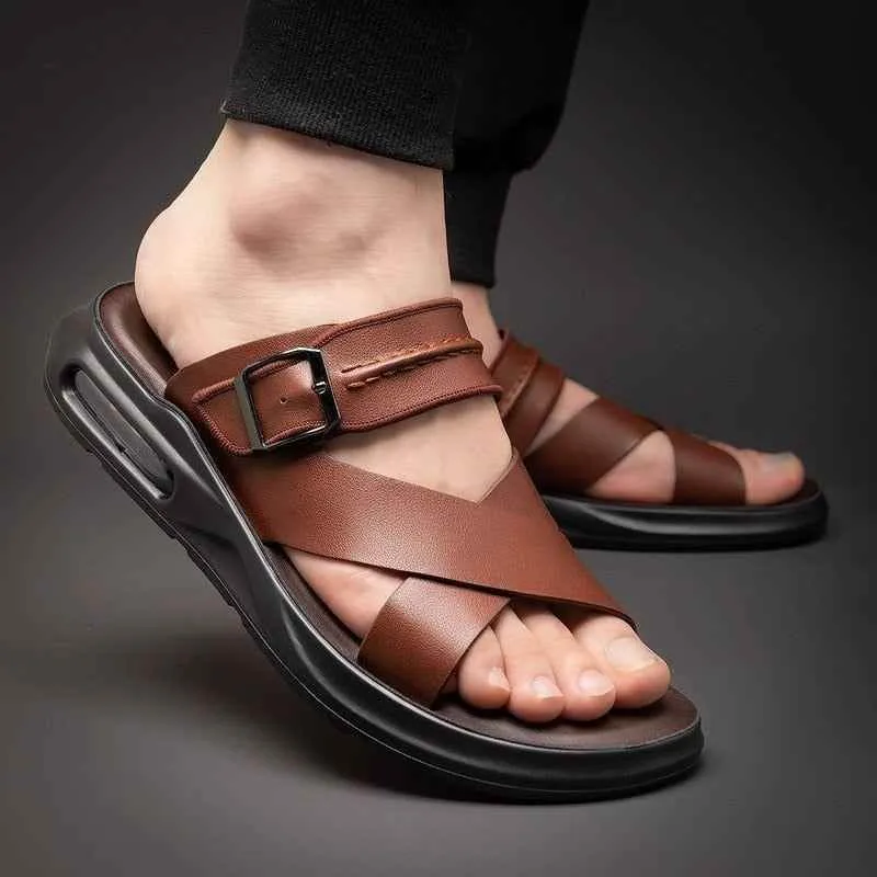 Comfortable Leather Men's Casual Shoes - Soft Flat Sandals MCSX07