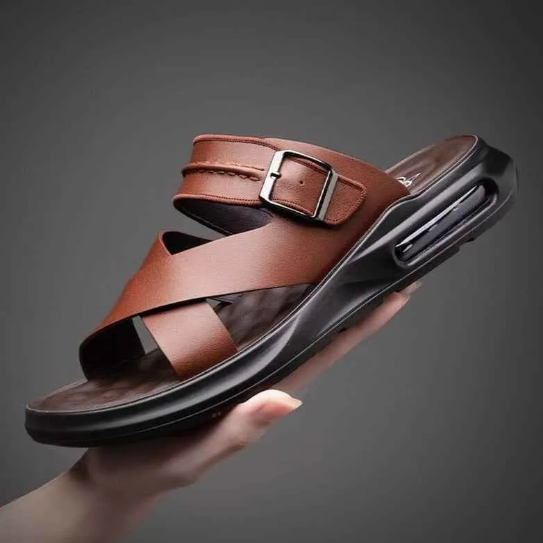 Comfortable Leather Men's Casual Shoes - Soft Flat Sandals MCSX07