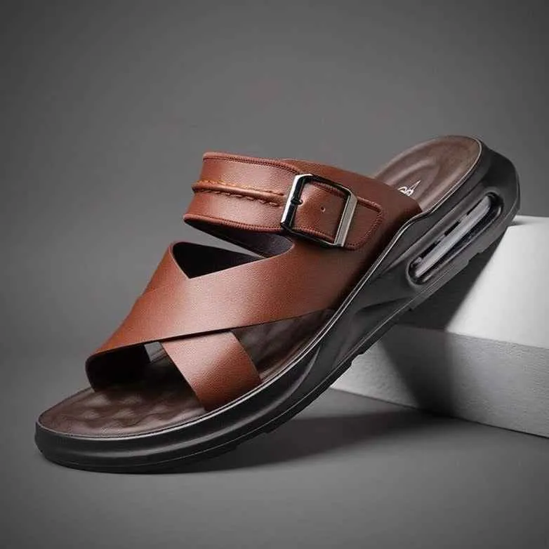 Comfortable Leather Men's Casual Shoes - Soft Flat Sandals MCSX07