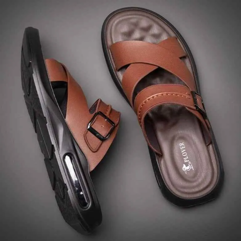 Comfortable Leather Men's Casual Shoes - Soft Flat Sandals MCSX07