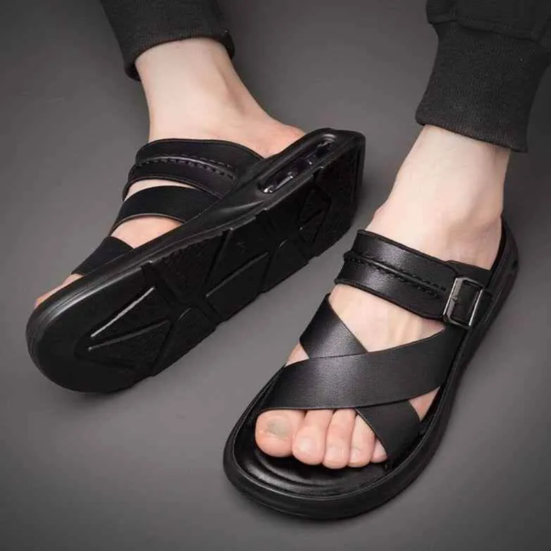 Comfortable Leather Men's Casual Shoes - Soft Flat Sandals MCSX07