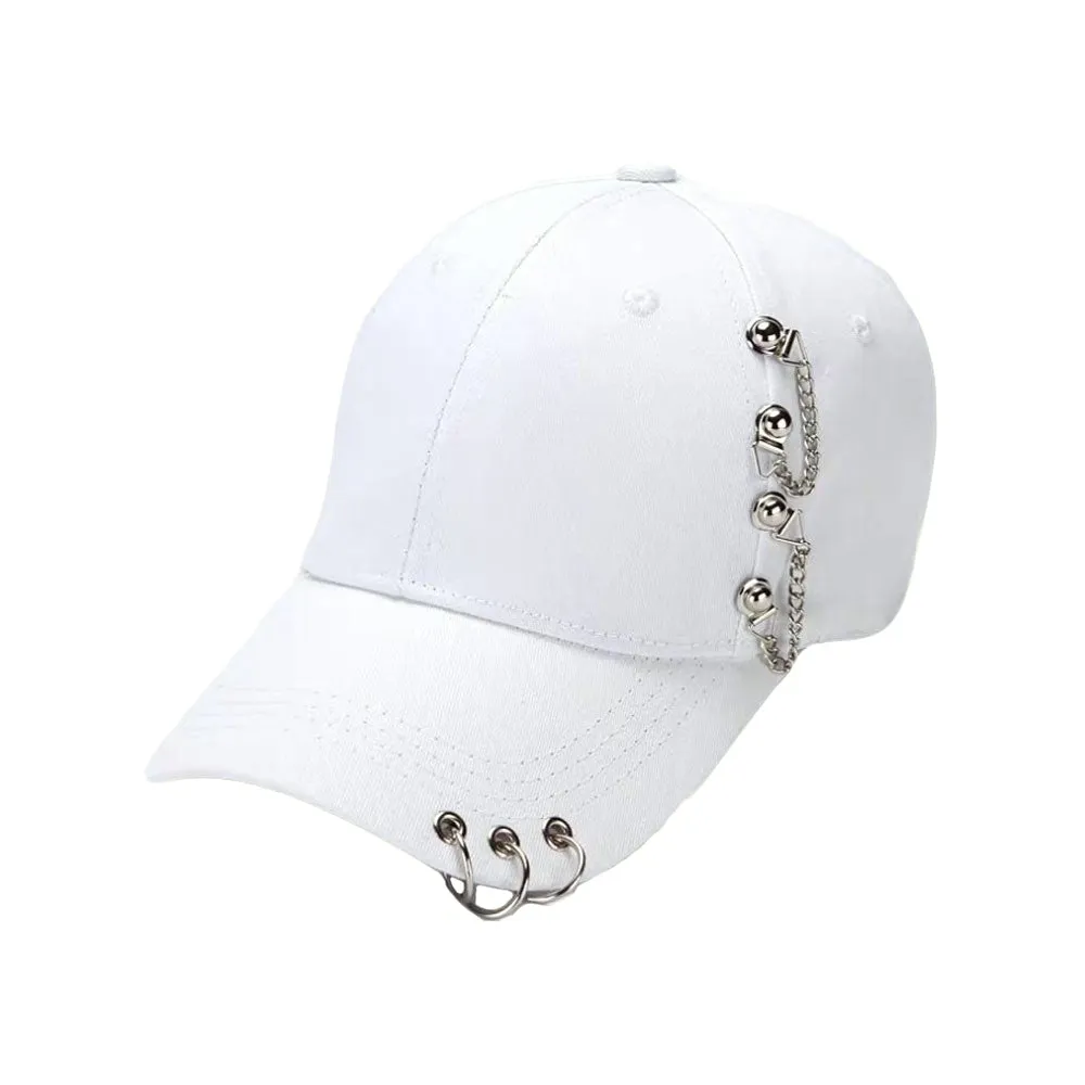 Cotton Baseball Cap Iron Ring Pierced K-Pop Hip Hop Hat Casual Adjustable Dad Hat YZ10193