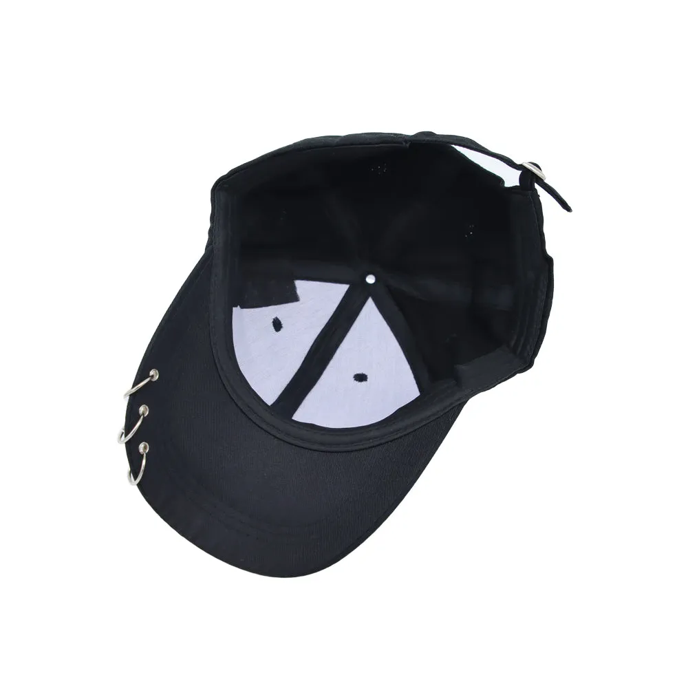 Cotton Baseball Cap Iron Ring Pierced K-Pop Hip Hop Hat Casual Adjustable Dad Hat YZ10193