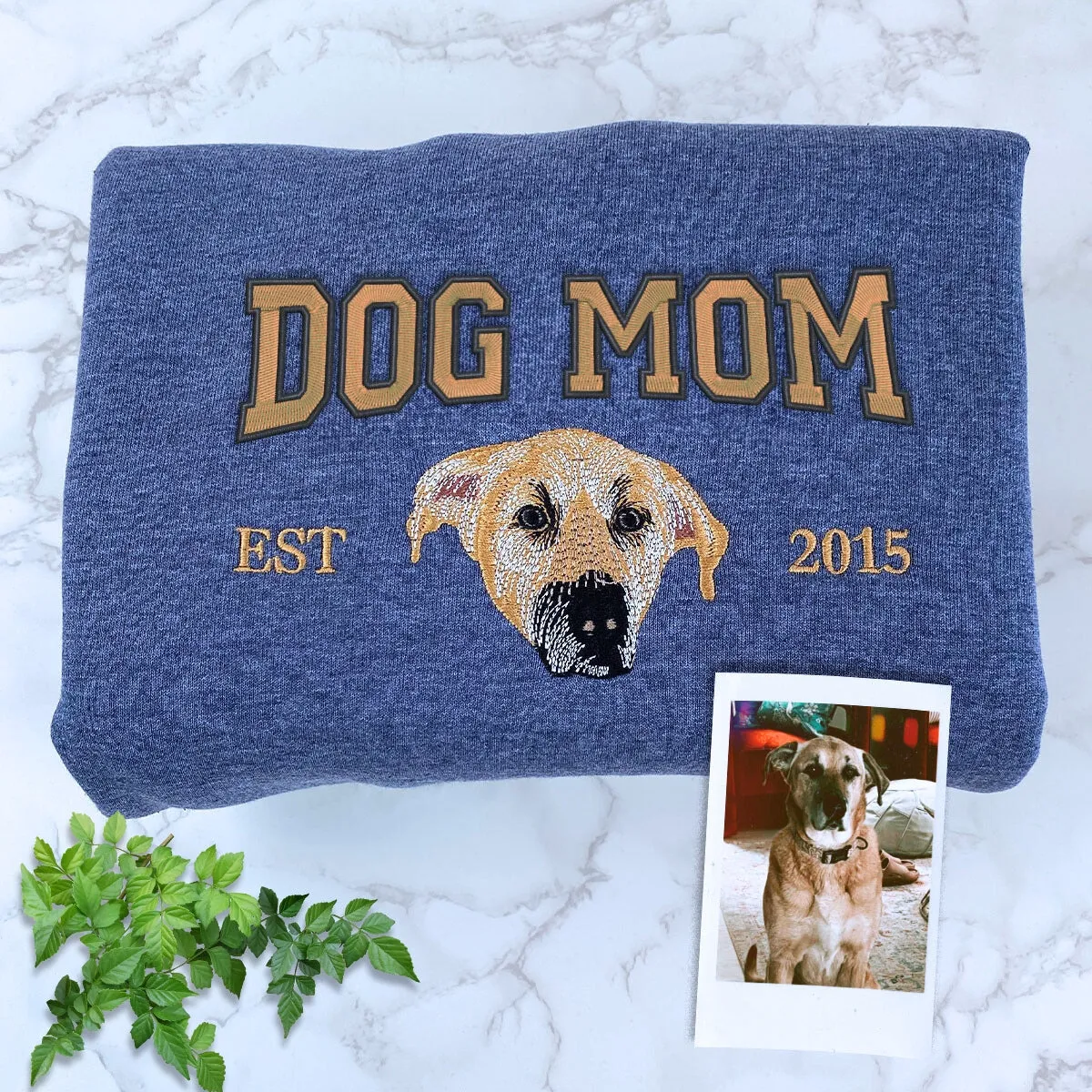 Custom Embroidered Dog Mom Varsity Sweatshirt, Personalized Crewneck with Icon, Gift For Dog Owners