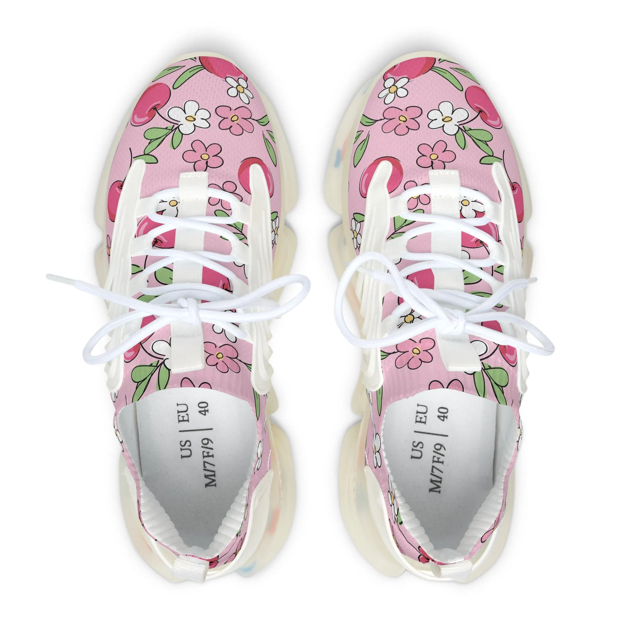 Cute Cherry and Flowers Women's Mesh Sneakers