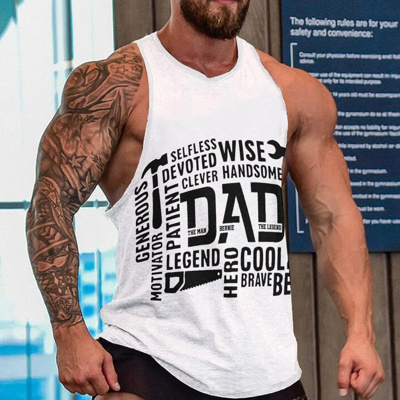 DAD Custom Text Polyester Sport Tank Top Men Vest