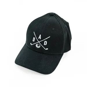 DAD - Golf Clubs - Black w/ White - Comfy Fit -  Baseball Cap