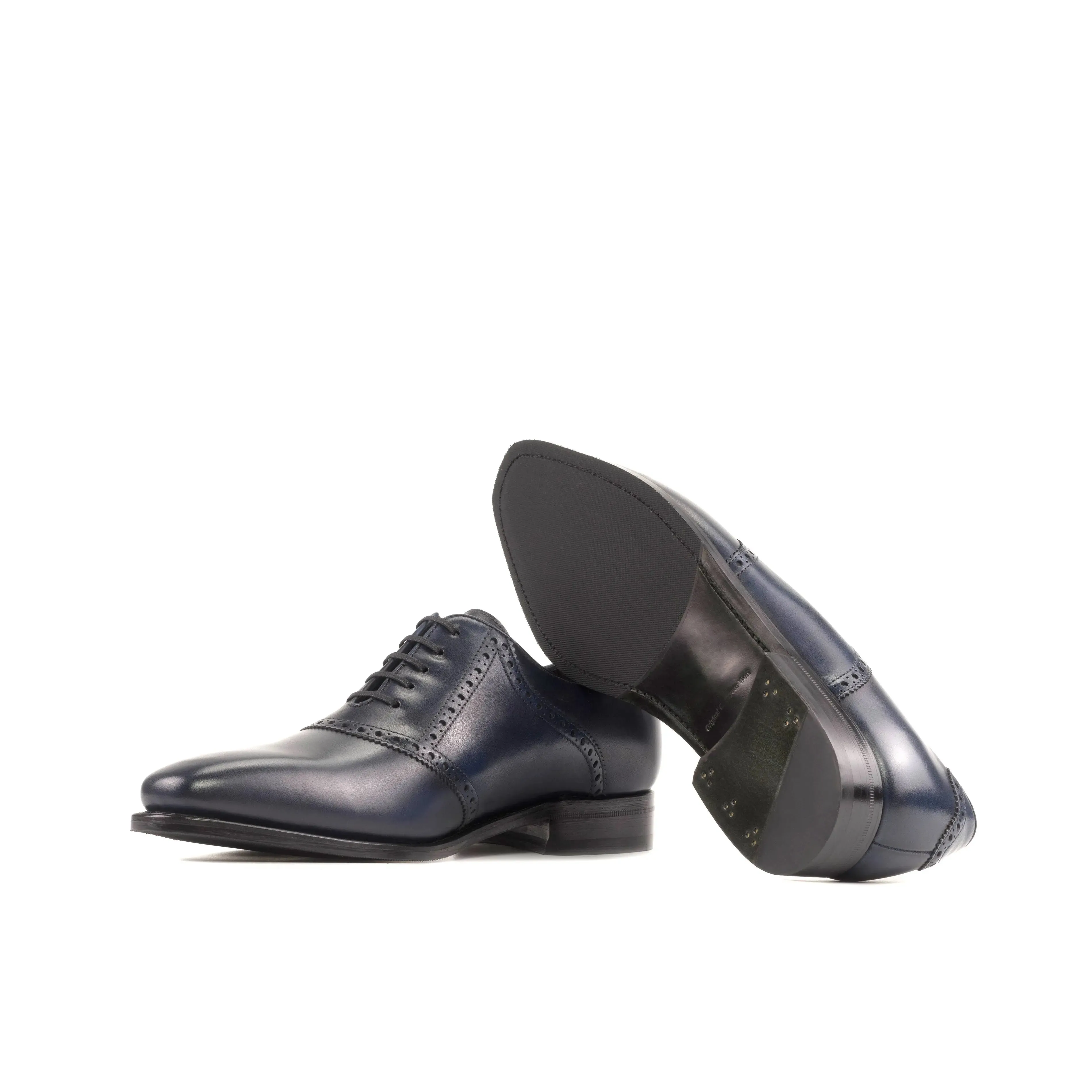 DapperFam Fabrizio in Navy Men's Italian Leather Saddle