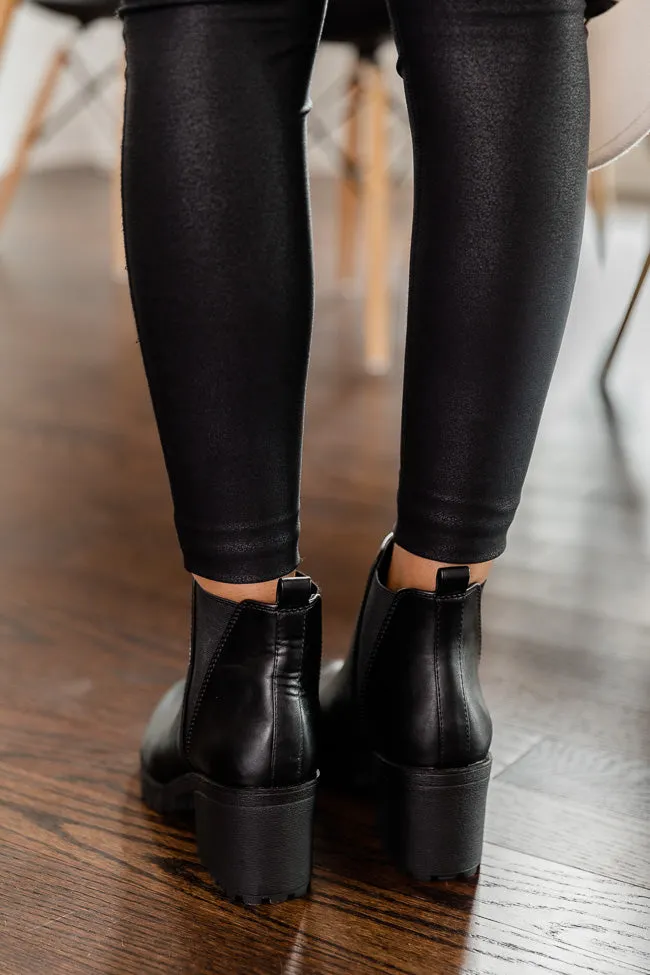 Deena Black Leather Platform Booties FINAL SALE