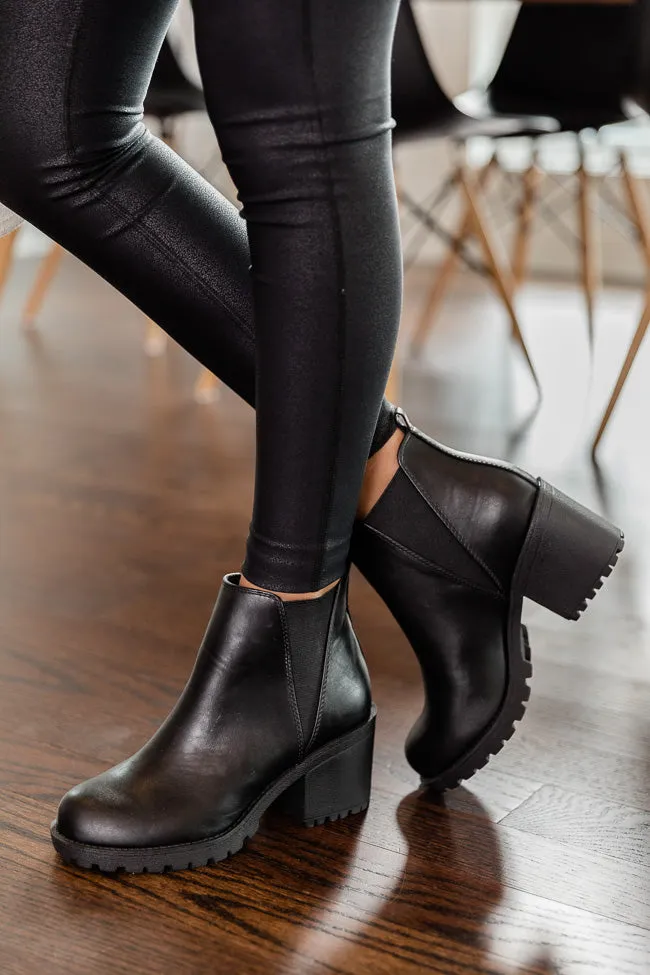 Deena Black Leather Platform Booties FINAL SALE