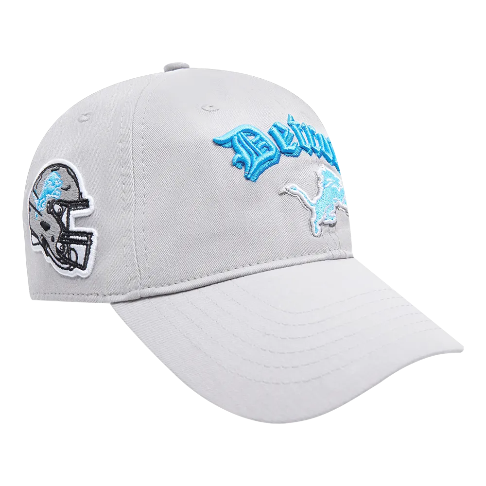 DETROIT LIONS OLD ENGLISH DAD HAT (GRAY)