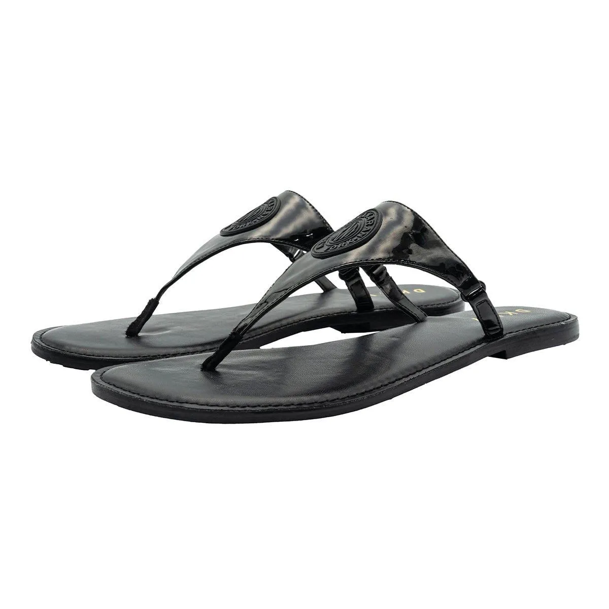 Dkny Flipflops Flat Sandals Patent Leather Black Colour For Women