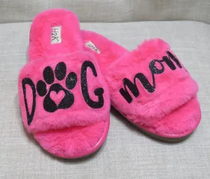 DOG MOM Fur slide /Dogmom furry shoes  Pink slide shoes