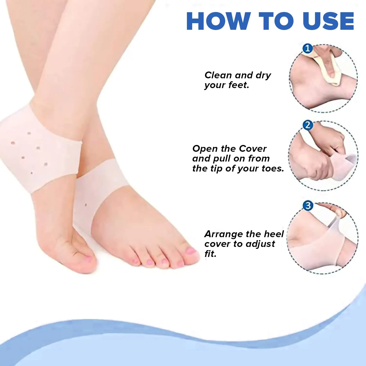 Dr Foot Anti Crack Silicone Gel Heel Pad Socks | For Heel Swelling Pain Relief, Dry Hard, Cracked Heels Repair Cream Foot Care | For Both Men & Women | Half-length - 1 Pair (Free Size) (Pack of 2)