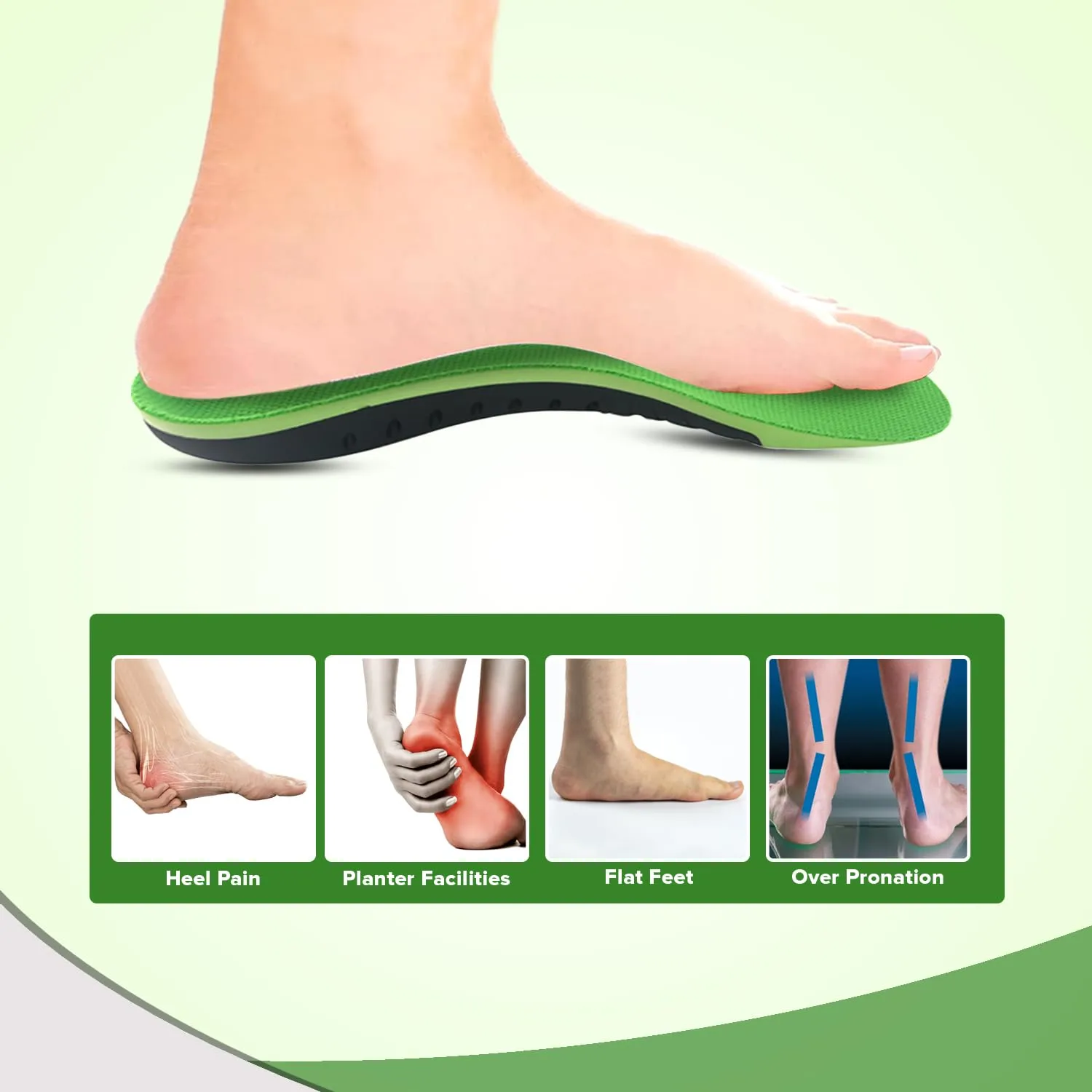 Dr Foot Orthotics for Heel Pain - Arch Support | Heel Support for Pain Relief | 3/4 Length Insoles | Breathable Top Layer - Made of PU, TPU, Polyester - 1 Pair - (Large Size)