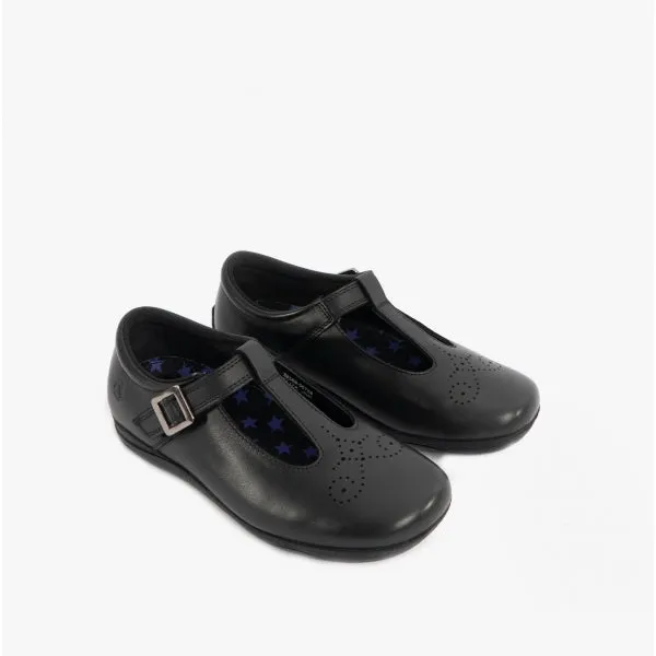 ELIZA Girls Leather Buckle Shoes Black