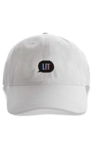 Embroidered 'Lit' Adjustable Dad Cap - White