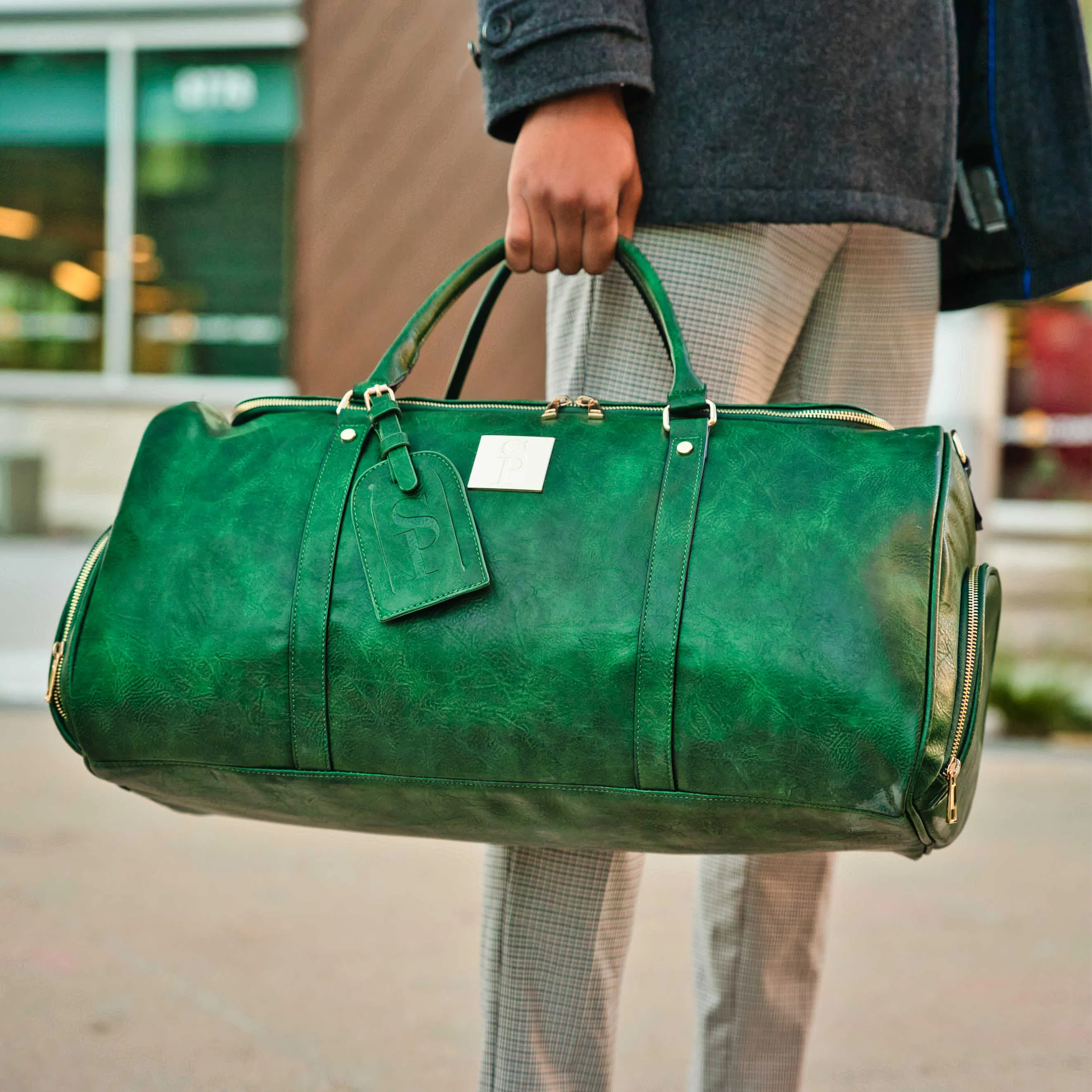 Emerald Green Luciano Leather 3 Bag Set