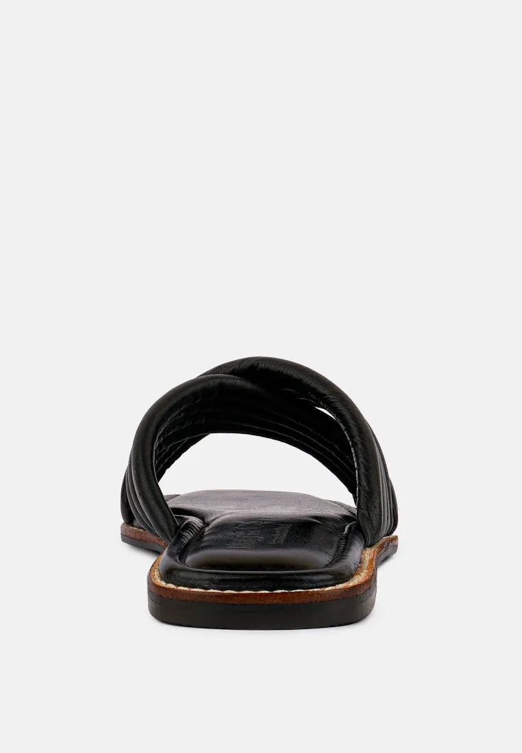 EURA Black Quilted Leather Flats