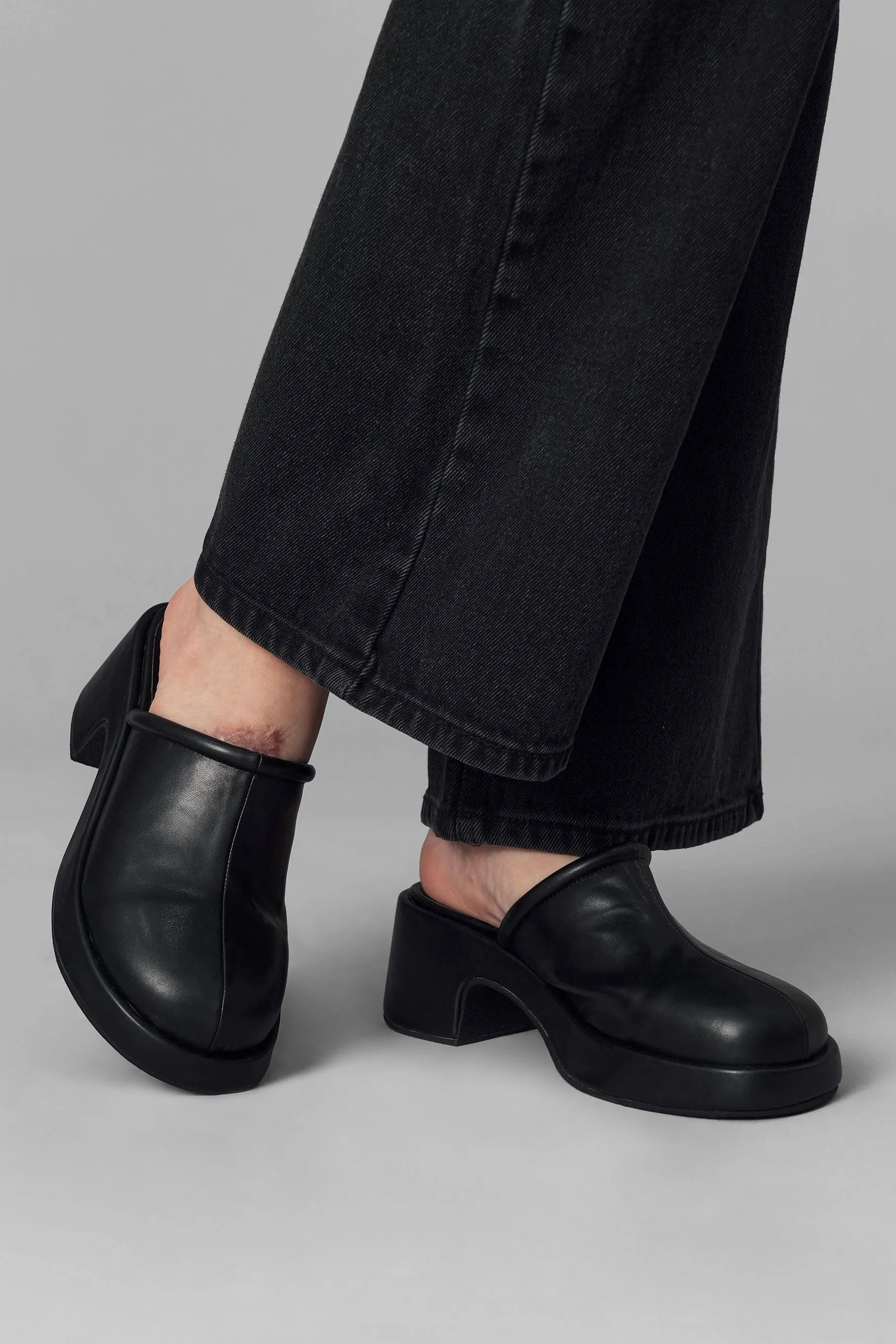 Faux Leather Heeled Clog