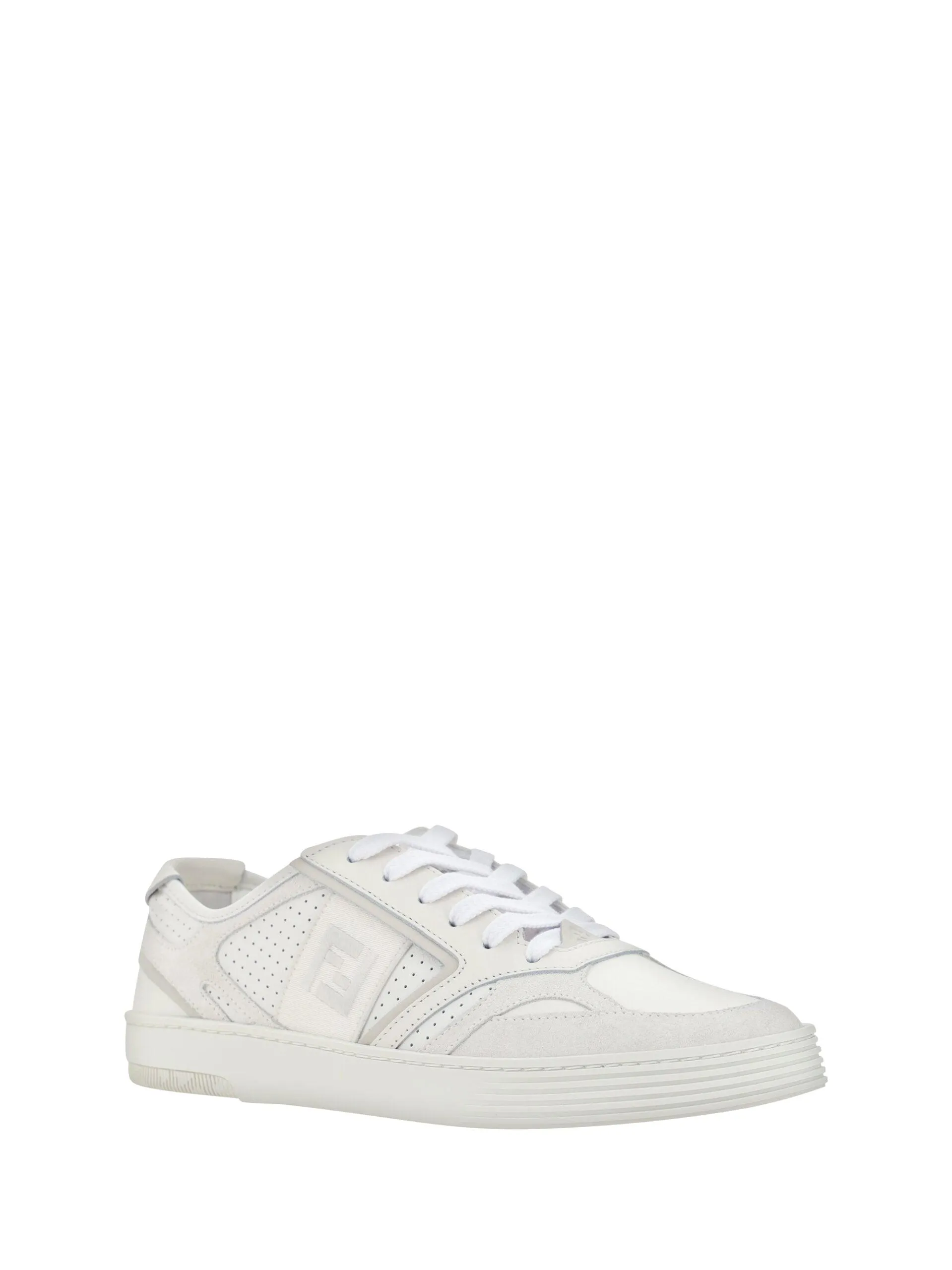 Fendi White Calf Leather Low Top Sneakers