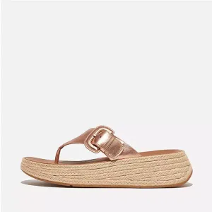 Fitflop Women F-Mode Espadrille Adj. Leather Flatform Toe-Thongs |HJ3-323| Rose Gold