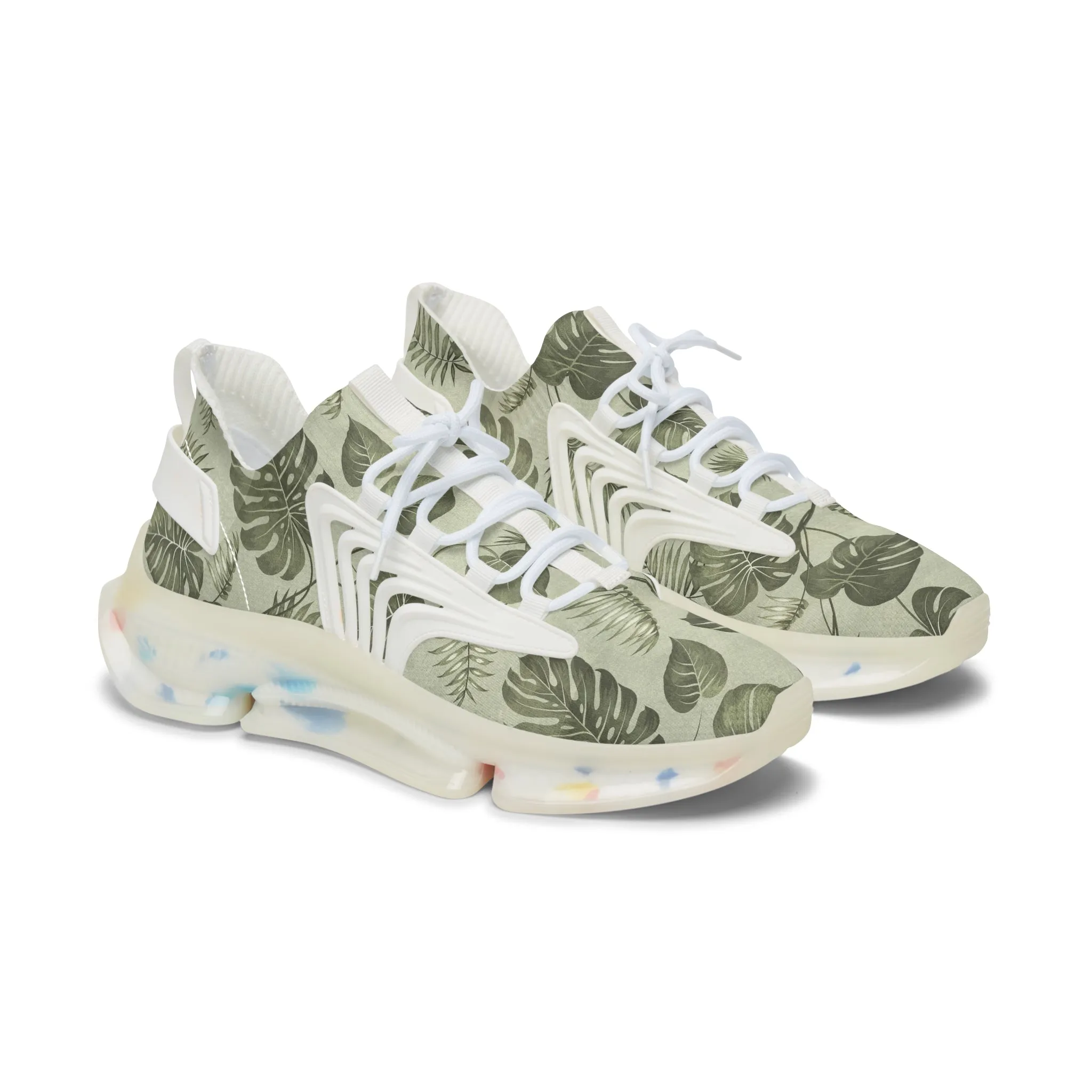 Floral Leaf Greenery Women's Mesh Sneakers