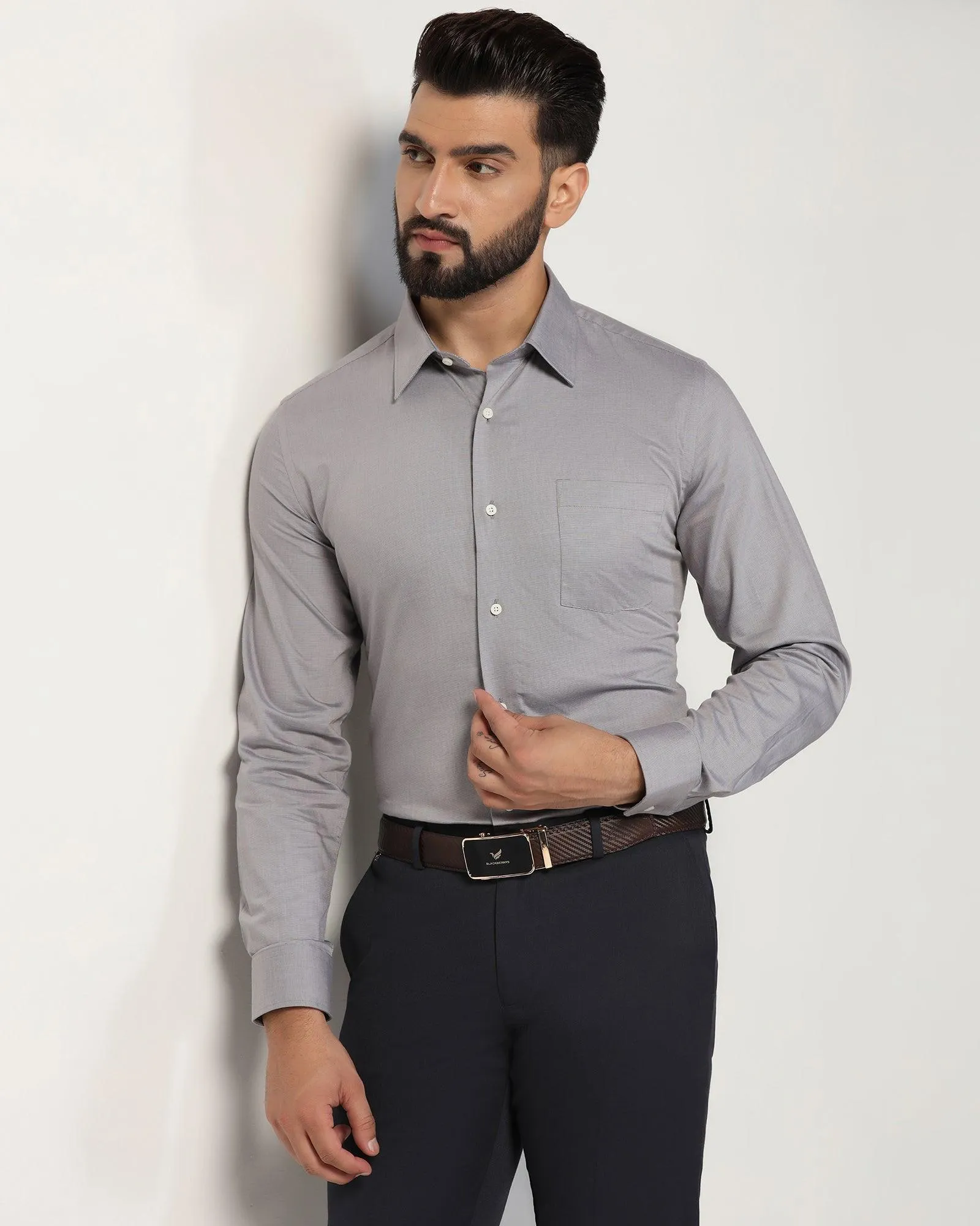 Formal Grey Textured Shirt - Robot