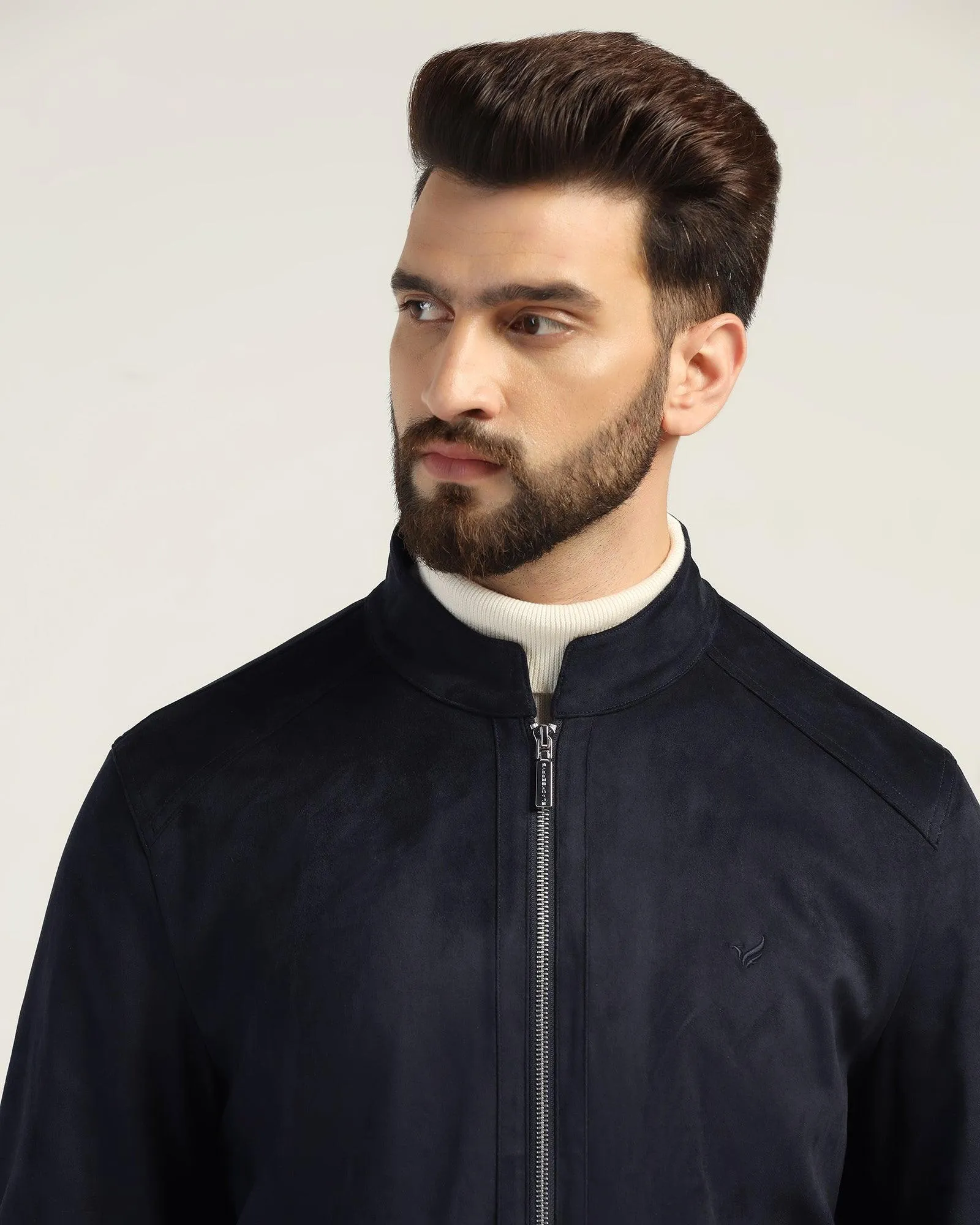 Formal Navy Solid Zipper Jacket - Gosling