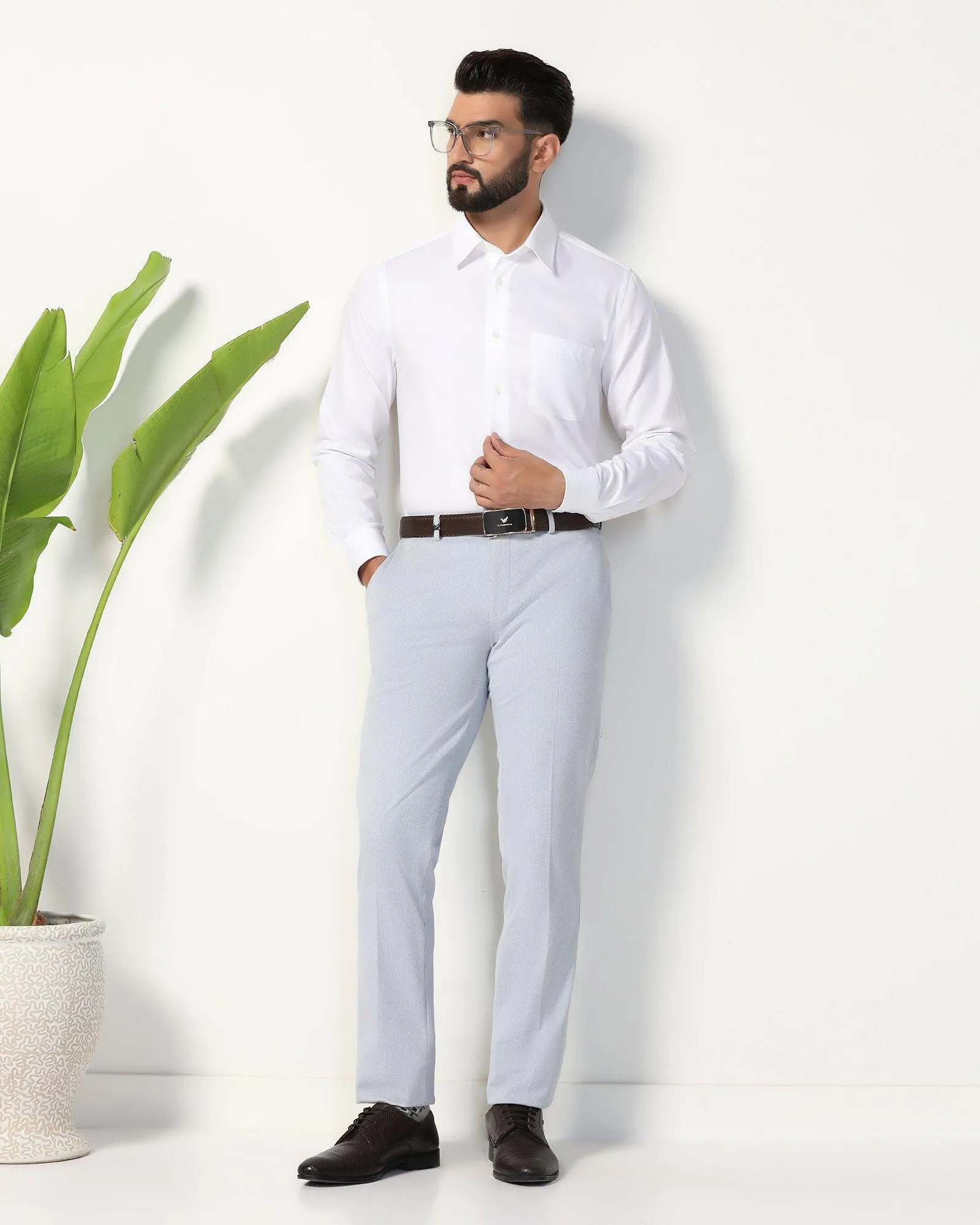 Formal White Textured Shirt - Robot