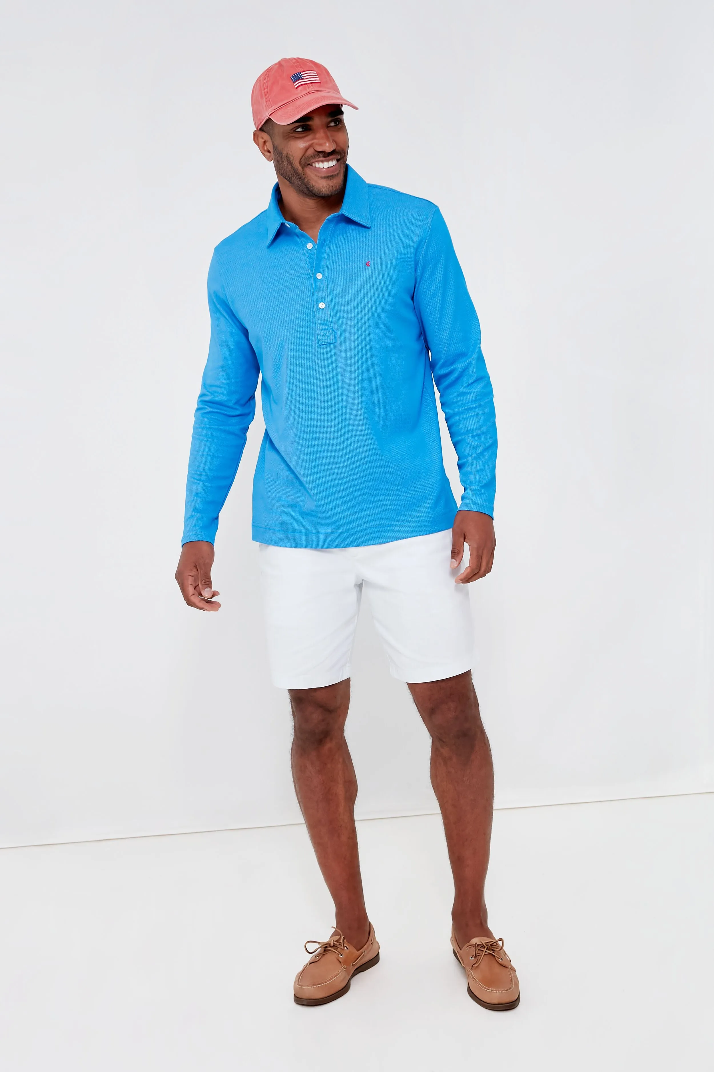 French Blue Jacquard Long Sleeve Range Polo