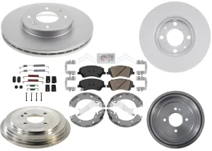 Front Disc Brake Rotors Pads Drums Shoes for Hyundai Accent 18-21 W/ Rear Drums