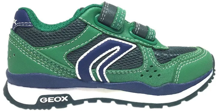 Geox Boy's Pavel Green & Navy Double Hook and Loop Strap Sneaker