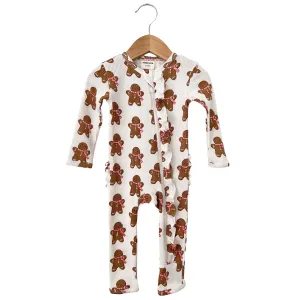 Gingerbread Man Organic Waffle Ruffle Zip Romper