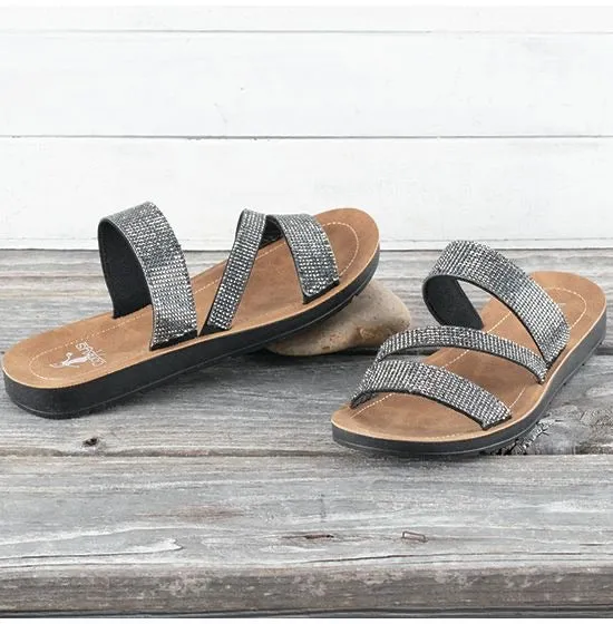 Glitzy Charcoal Black Sandal |Corkys Kaplan