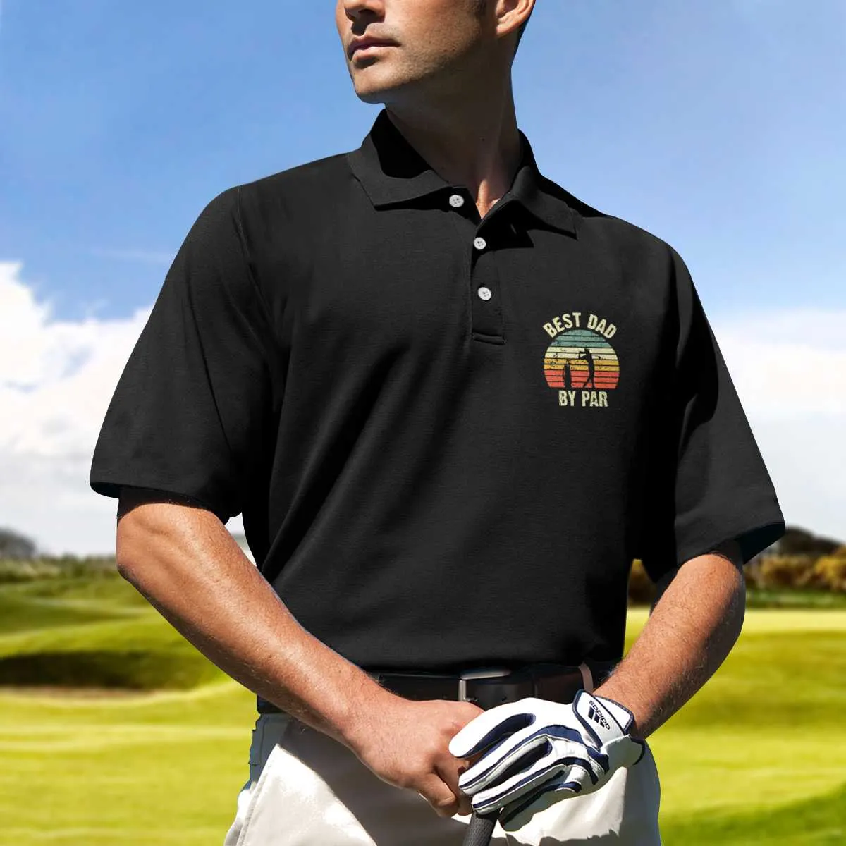 Golf Best Dad By Par Polo Shirt, Black Golf Shirt With Sayings, Best Golf Gift Idea For Dad Coolspod