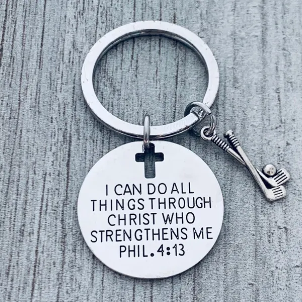 Golf I Can Do All Things Through Christ Who Strengthens Me Phil. 4:13 Charm Keychain