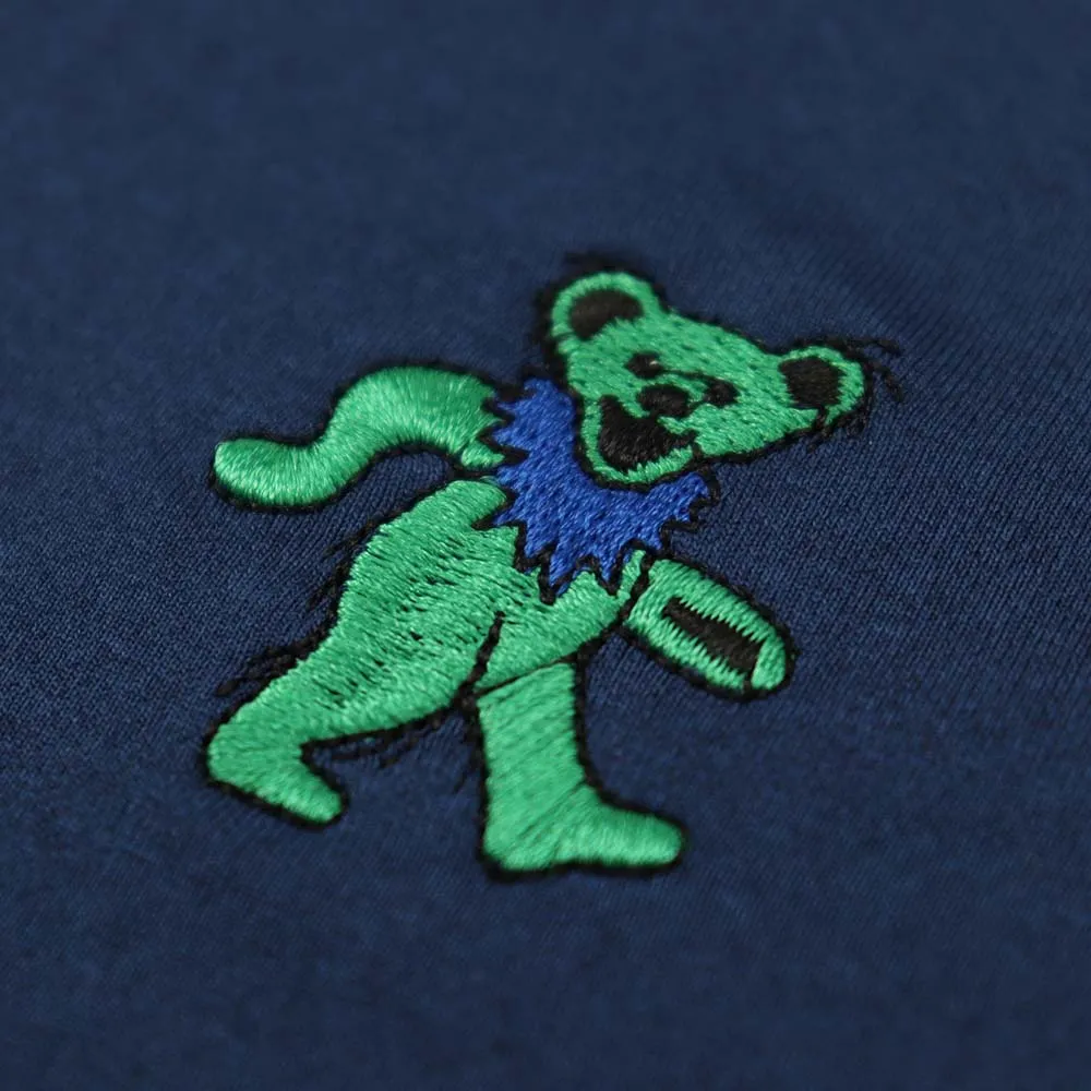 Grateful Dead | Long Sleeve Dry Fit Polo | Navy Dancing Bear