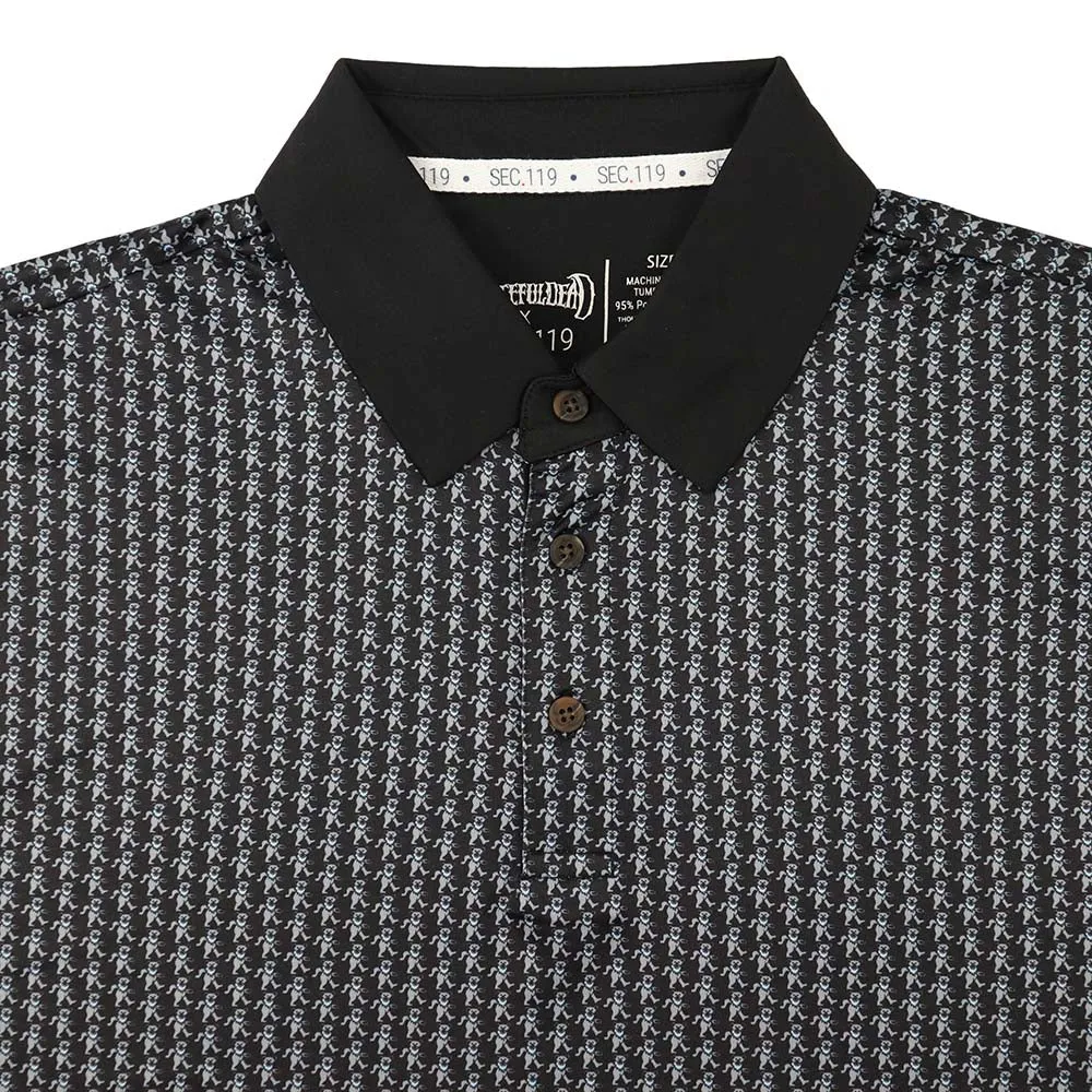 Grateful Dead | Performance Polo | All Over Grey Bear on Black